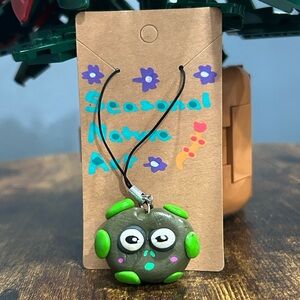 Navy Green Phone Charm: Polymer Clay